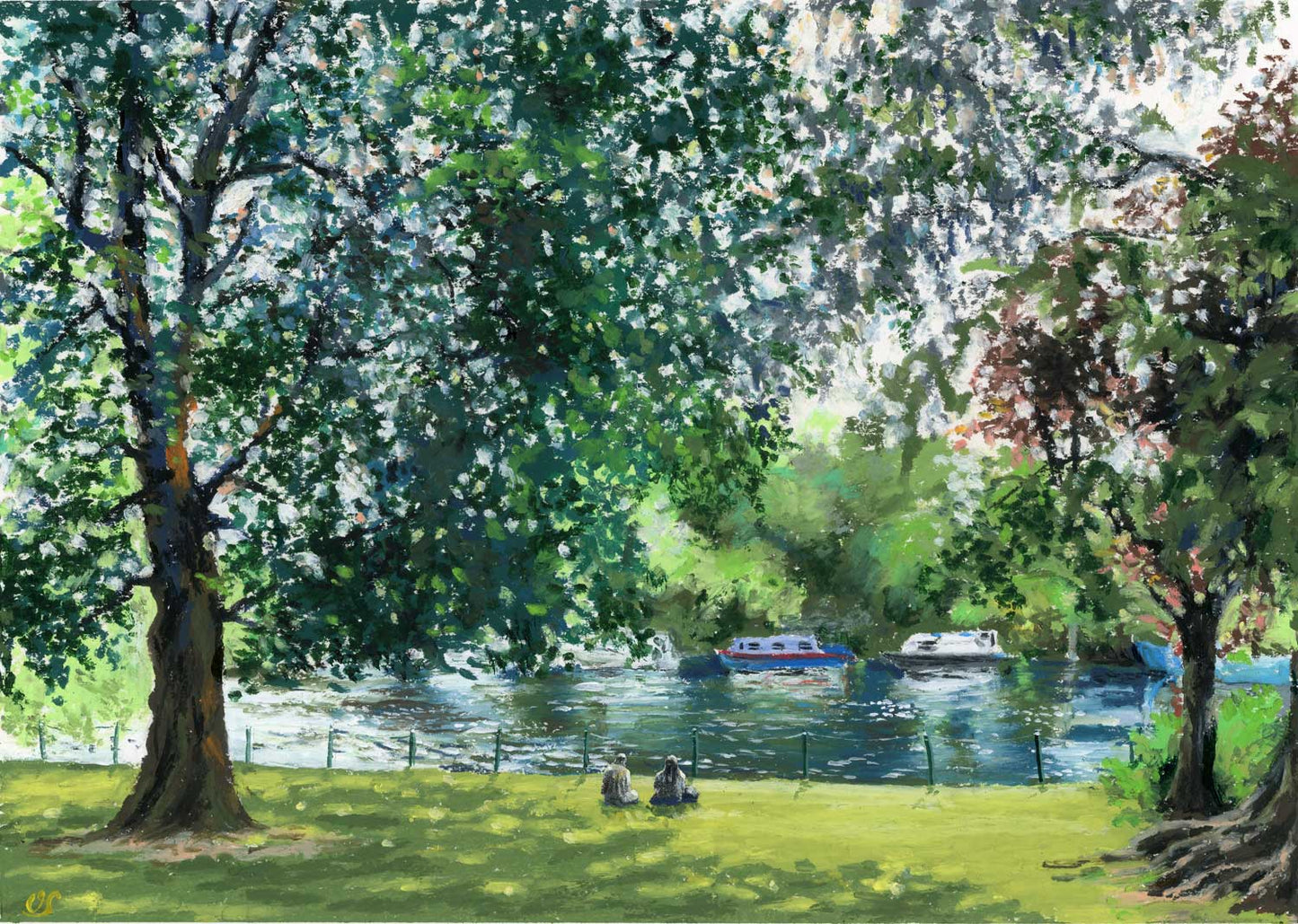 Sun by the river bank