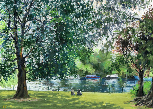 Sun by the river bank